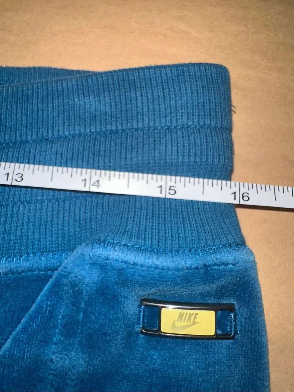 Nike Sportswear Size M Velour Wide Leg Track Pants Blue Y2K Lounge Athleisure